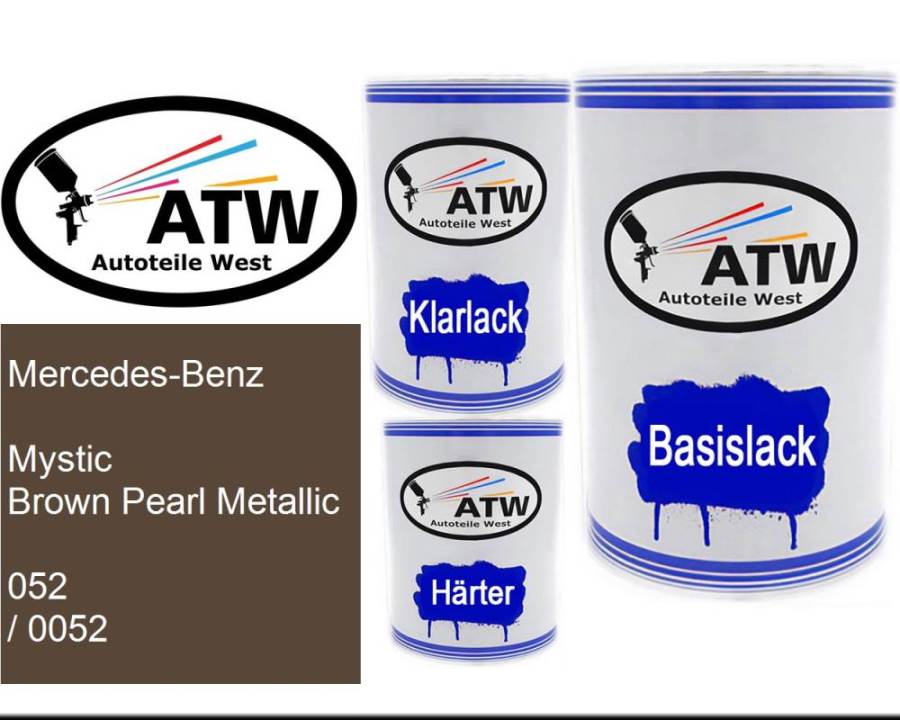 Mercedes-Benz, Mystic Brown Pearl Metallic, 052 / 0052: 500ml Lackdose + 500ml Klarlack + 250ml Härter - Set, von ATW Autoteile West.